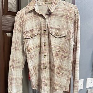 Wallflower Beige and Pink Plaid Shirt